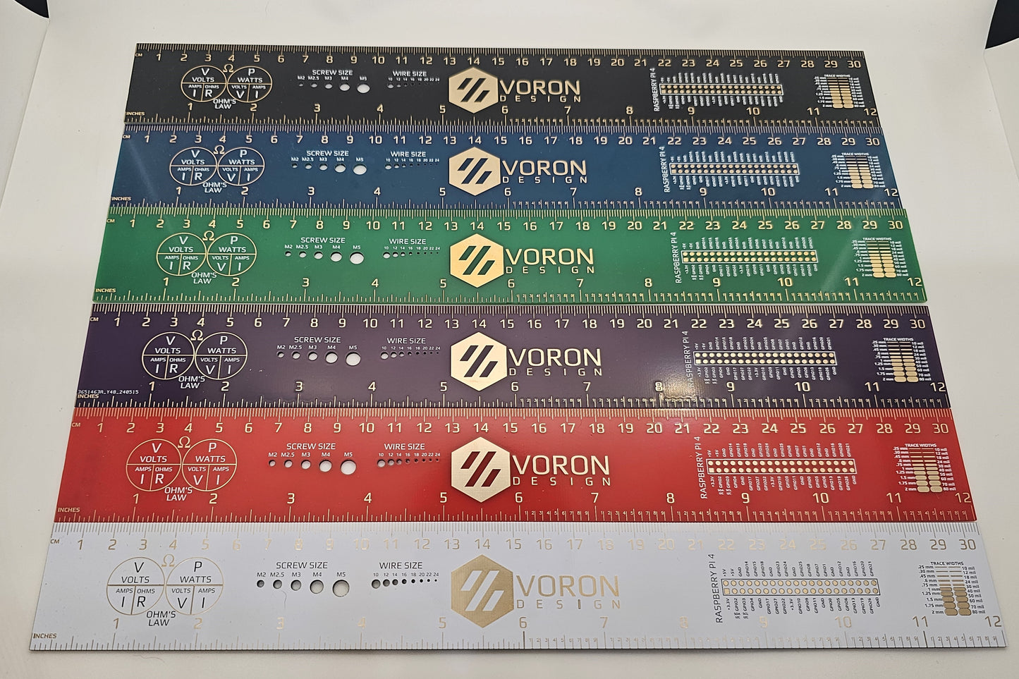 Voron PCB Ruler (Gold Lettering)