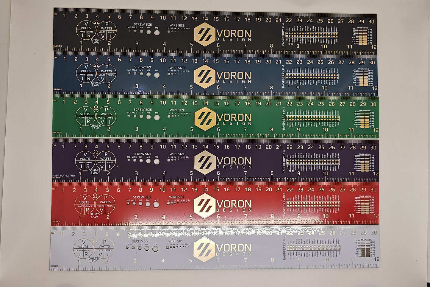 Voron PCB Ruler (Gold Lettering)